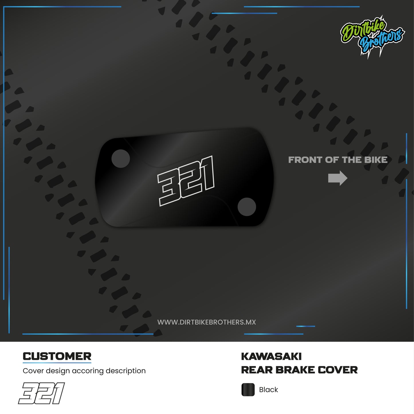 Custom design rear brake cover Kawasaki