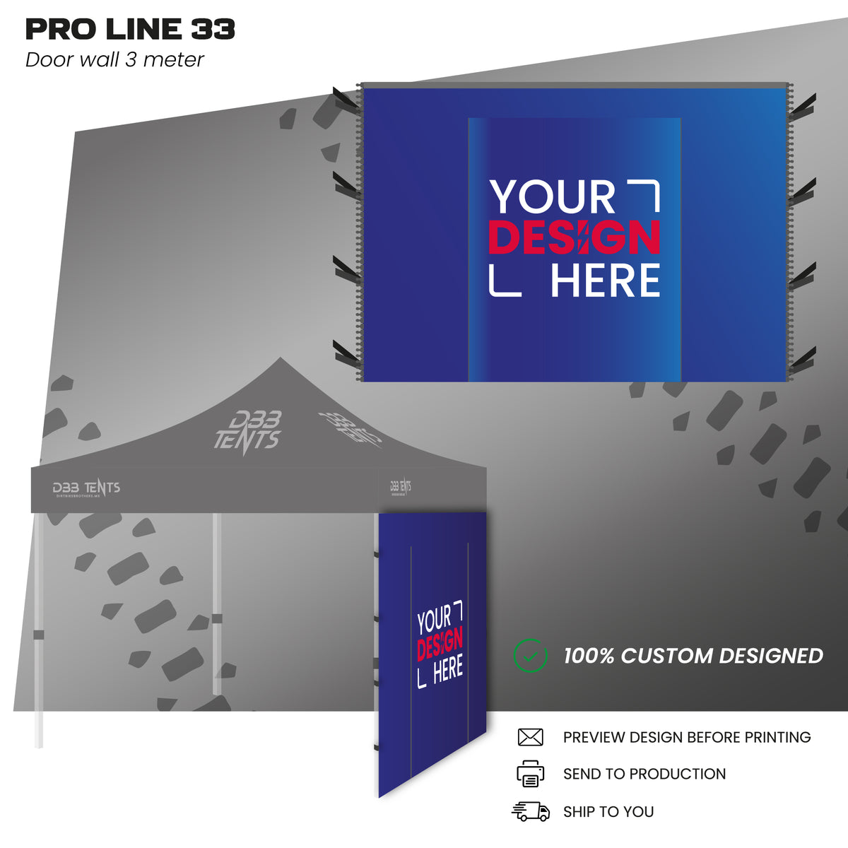 Pro Line tent 3x3 door wall