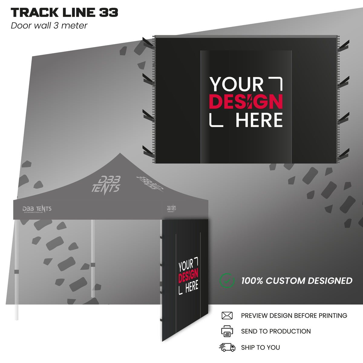 Track Line tent 3x3 door wall