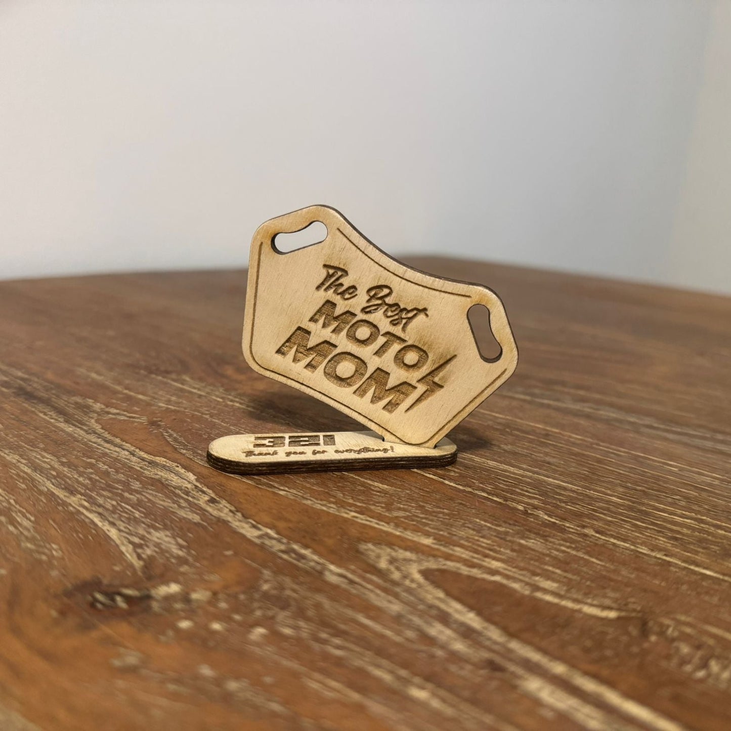 Moto Mom lasercut wood - pitboard