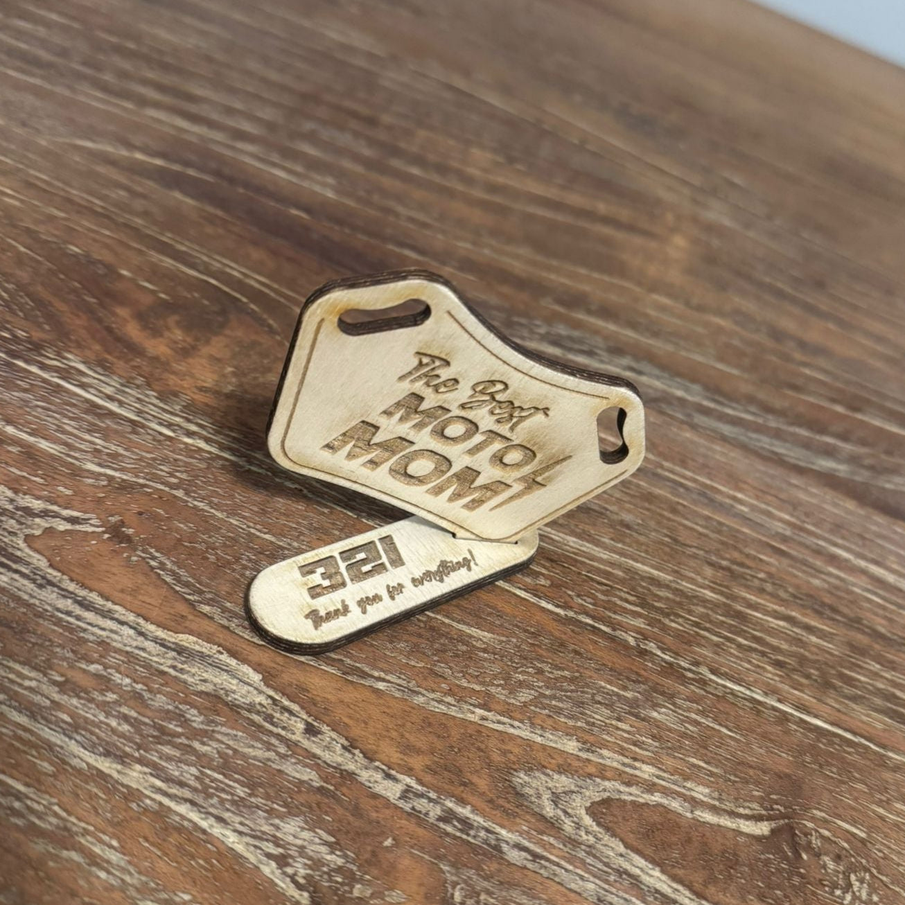 Moto Mom lasercut wood - pitboard