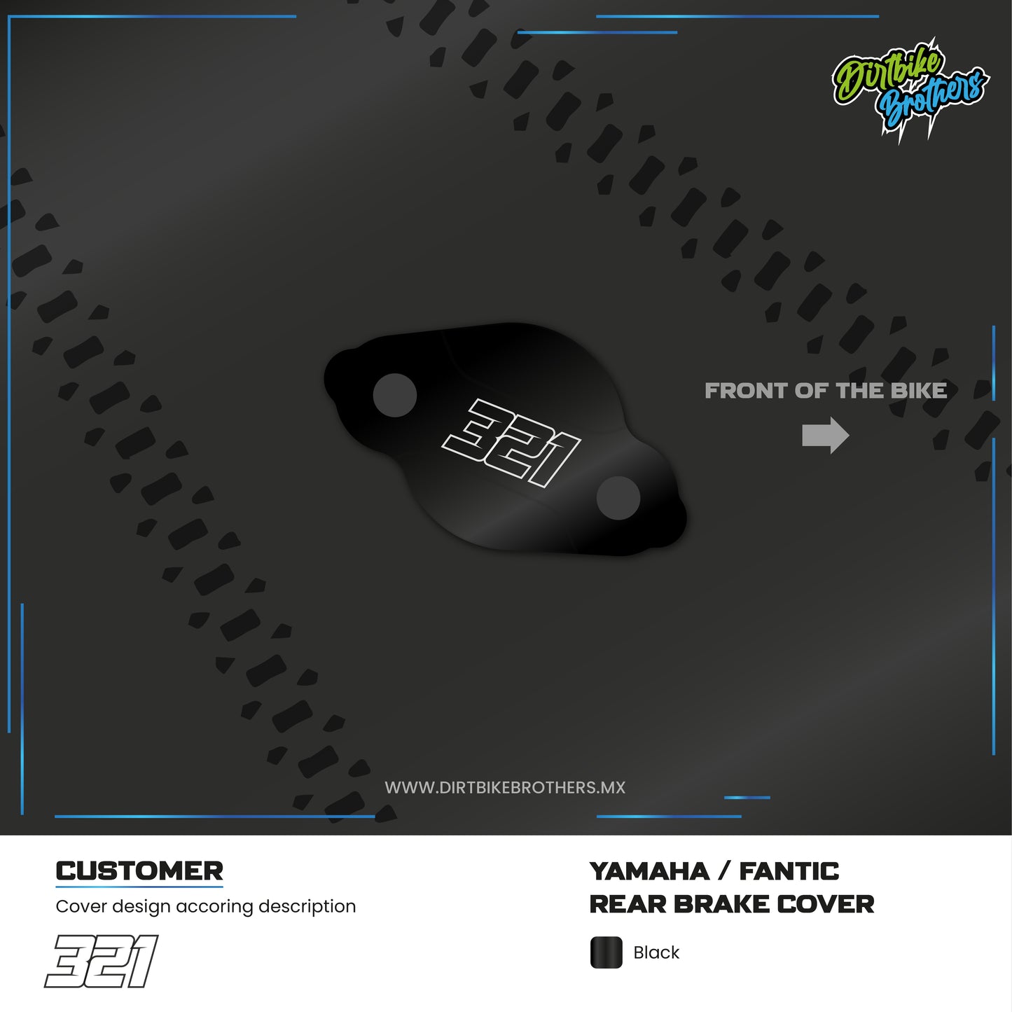 Custom design rear brake cover Yamaha / Fantic