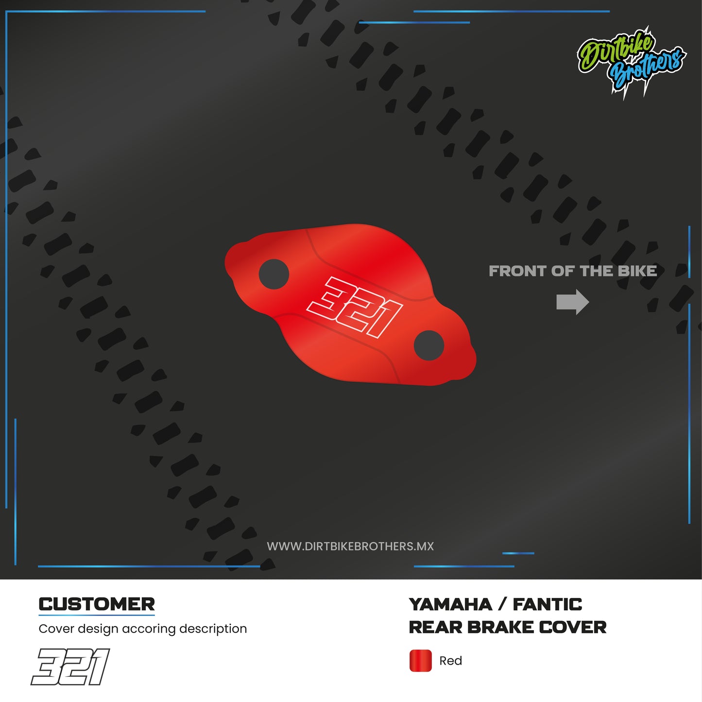 Custom design rear brake cover Yamaha / Fantic