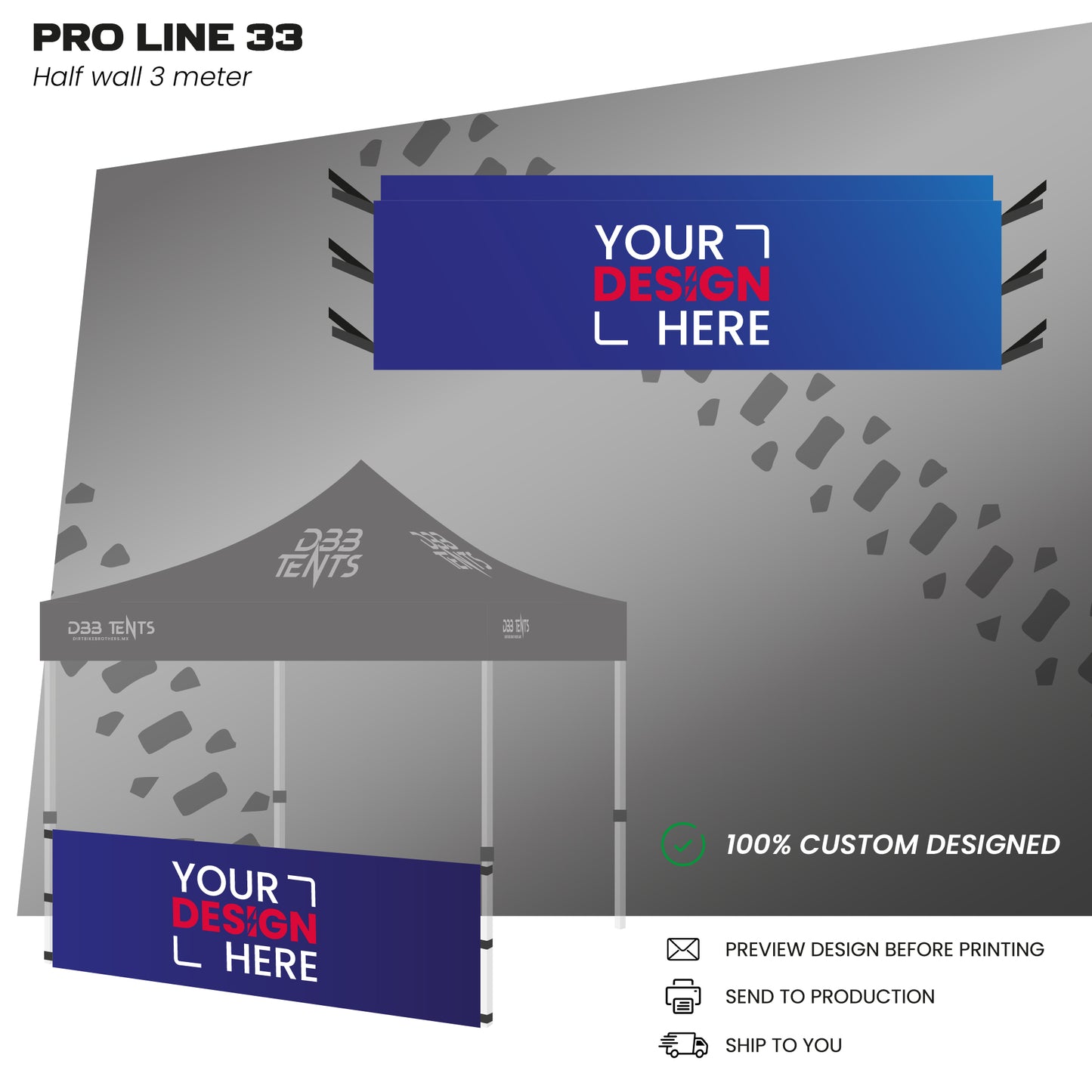 Pro Line tent 3x3 half wall