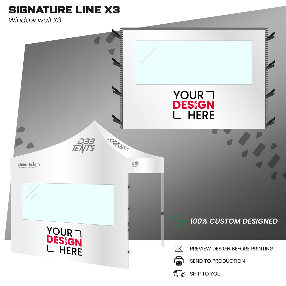 Signature Line tent X3 window wall