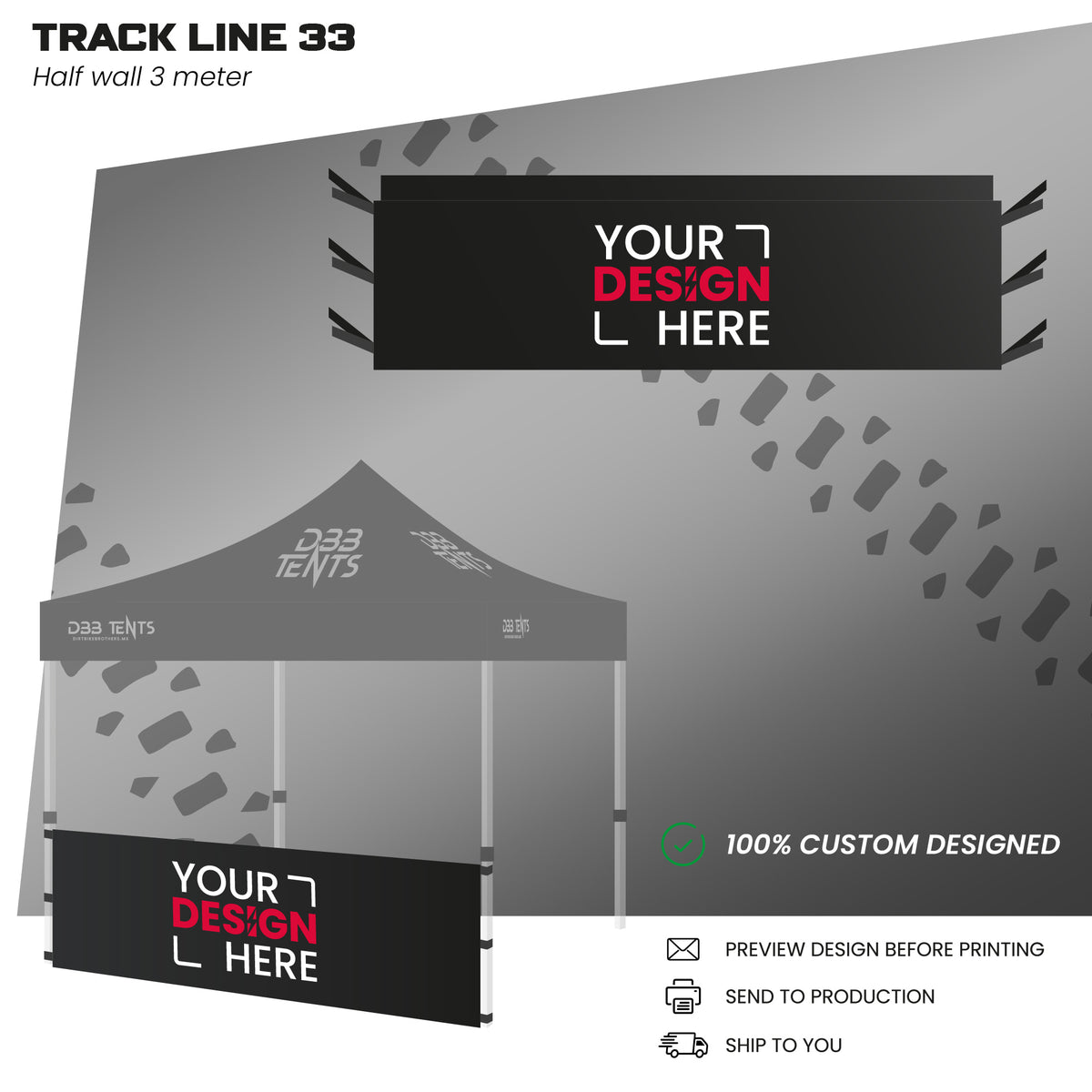 Track Line tent 3x3 half wall