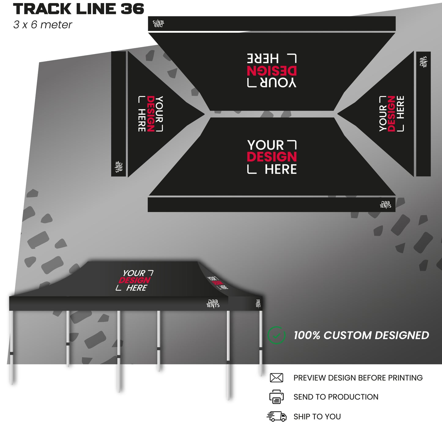 Track line tent 3x6